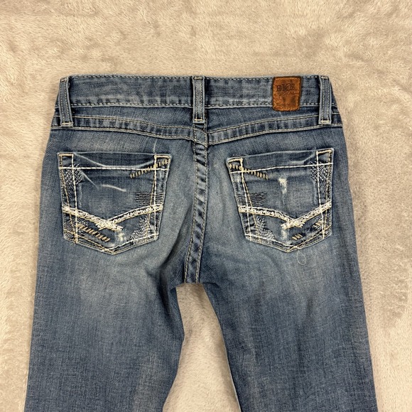 BKE Jeans Womens 26S Stella Blue Slim Bootcut Stretch Whiskered Distressed Y2K - Picture 8 of 16